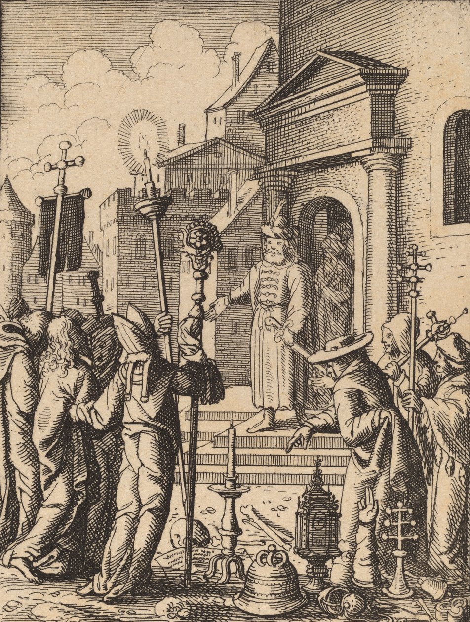 Pilatus'tan önce İsa. by Wenceslaus Hollar