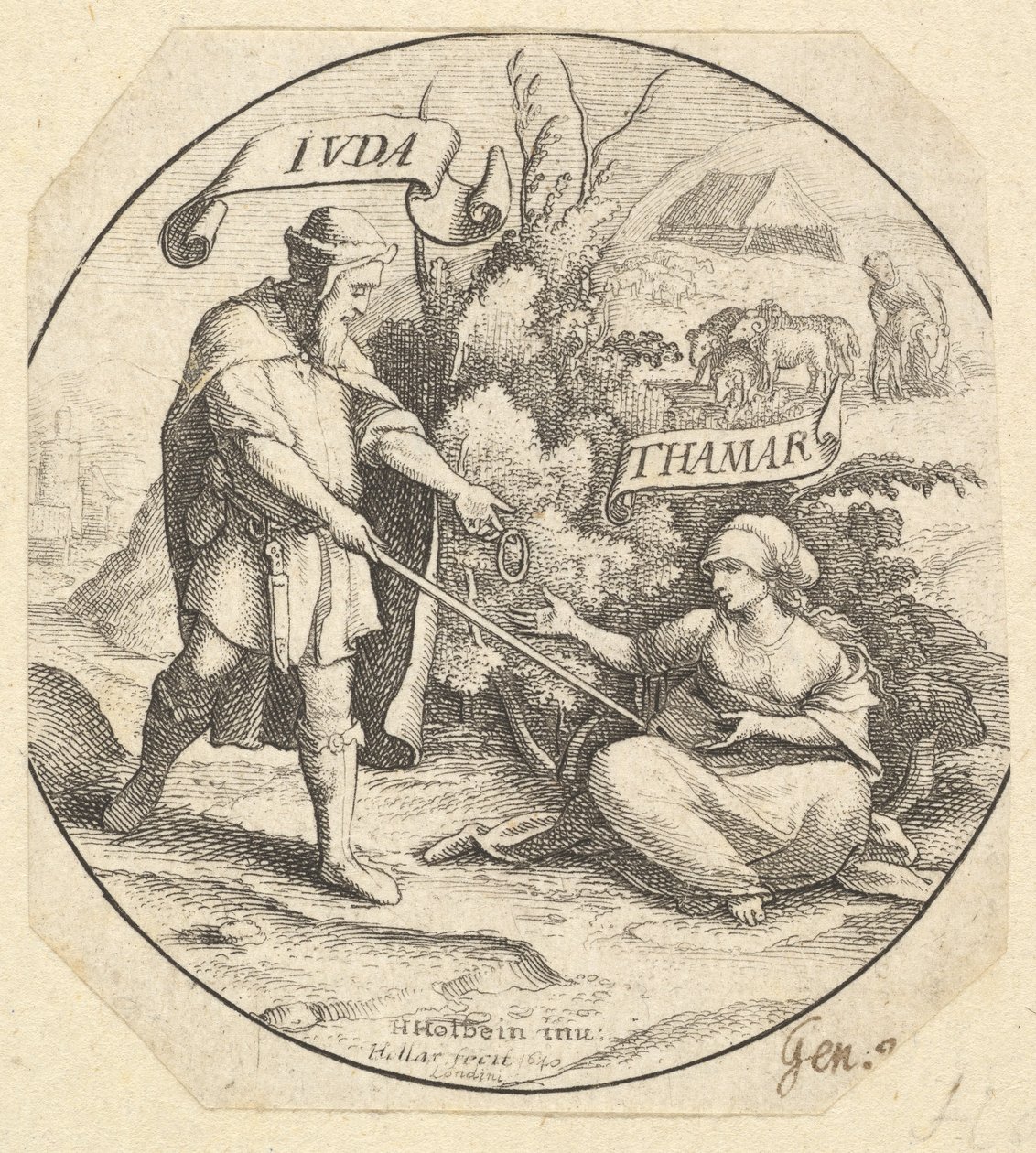Yahuda ve Tamar, 1640. by Wenceslaus Hollar
