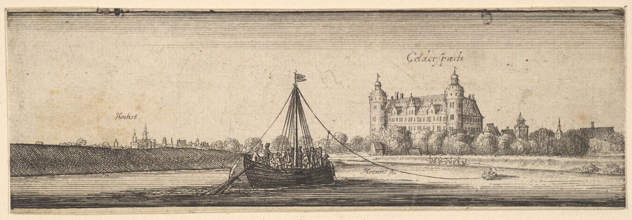 Hoechst am Main yakınlarındaki Kelsterbach Kalesi, 1642-44. by Wenceslaus Hollar