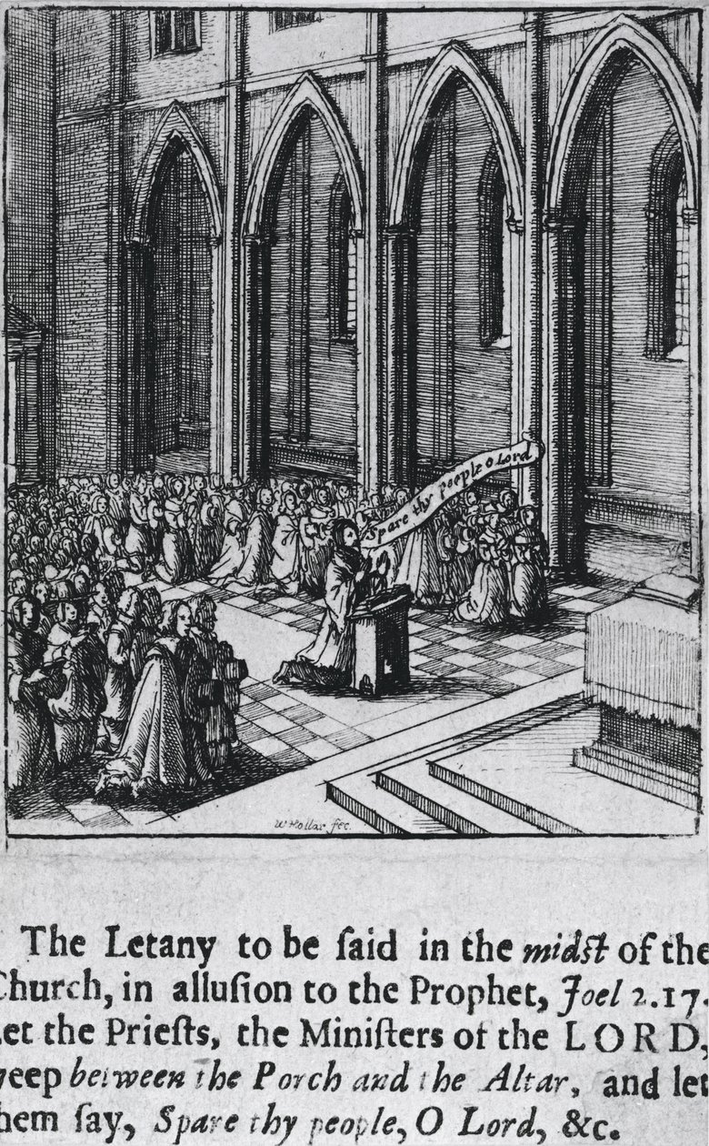Bir kilisede ayin, c.1655 (gravür) by Wenceslaus Hollar
