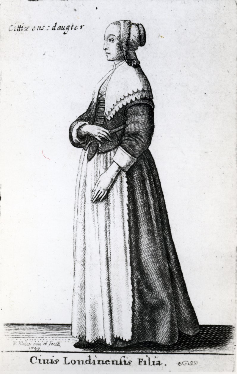 Londra Vatandaşının Kızı, 1643 by Wenceslaus Hollar