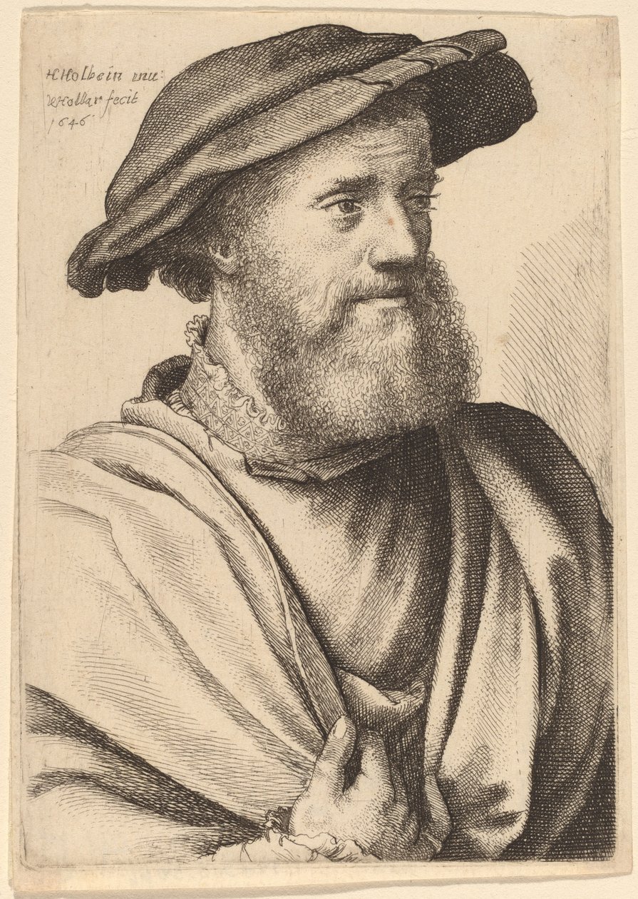 Sağa Bakışlı Sakallı Adam Hans Holbein, 1646. by Wenceslaus Hollar