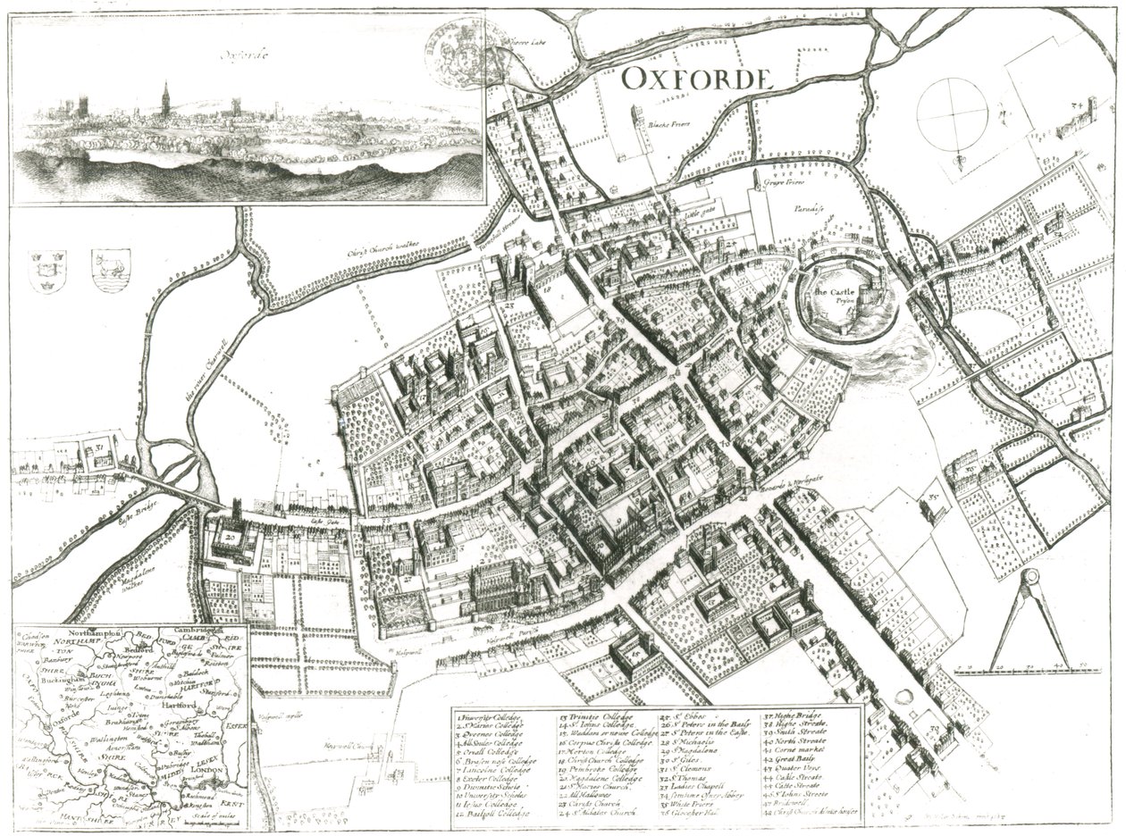 Oxford Haritası, 1643 by Wenceslaus Hollar