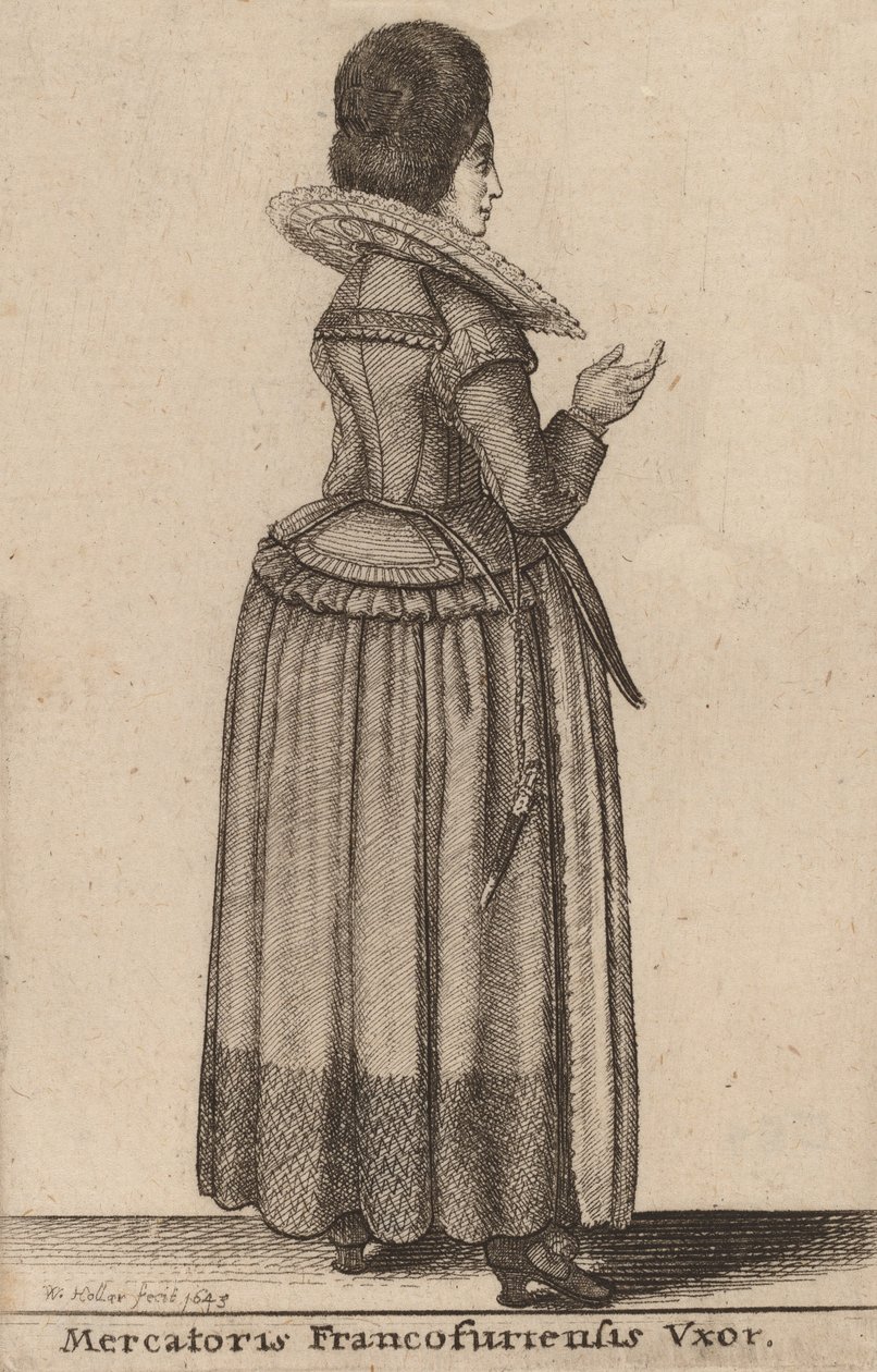 Frankfurtlu bir tüccarın karısı, 17. yüzyıl. by Wenceslaus Hollar