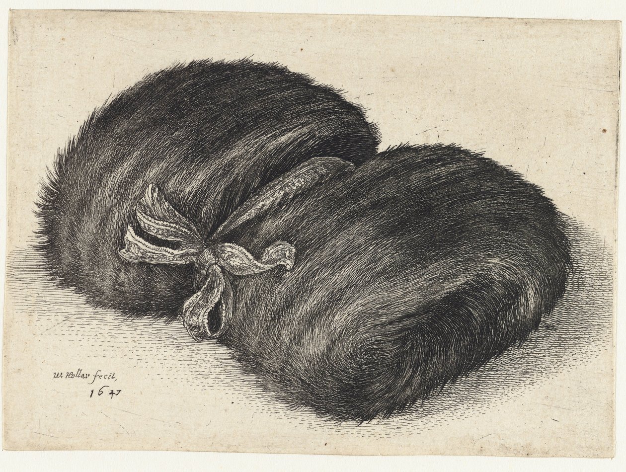 Kurdele ile süslenmiş kürk manşon Manşonlar (dizi adı) by Wenceslaus Hollar