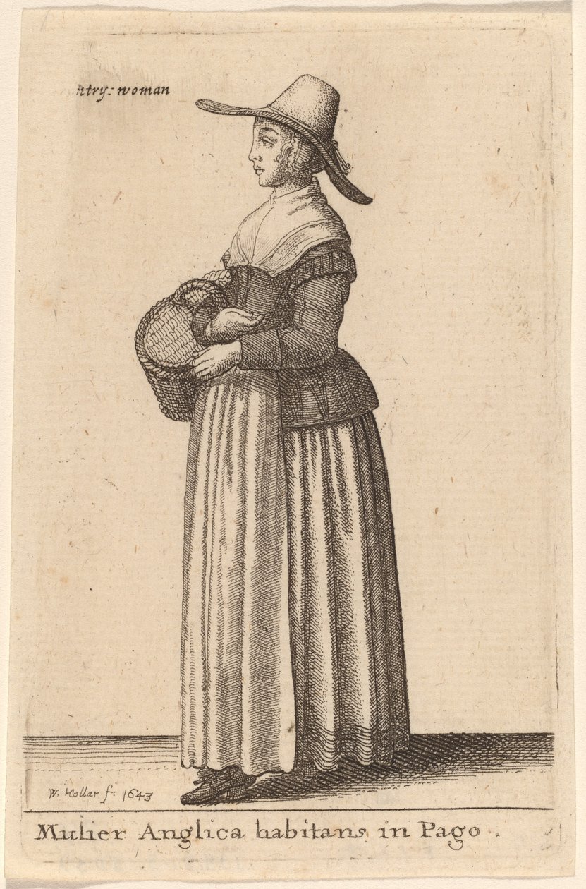 Köyde yaşayan bir İngiliz kadın by Wenceslaus Hollar