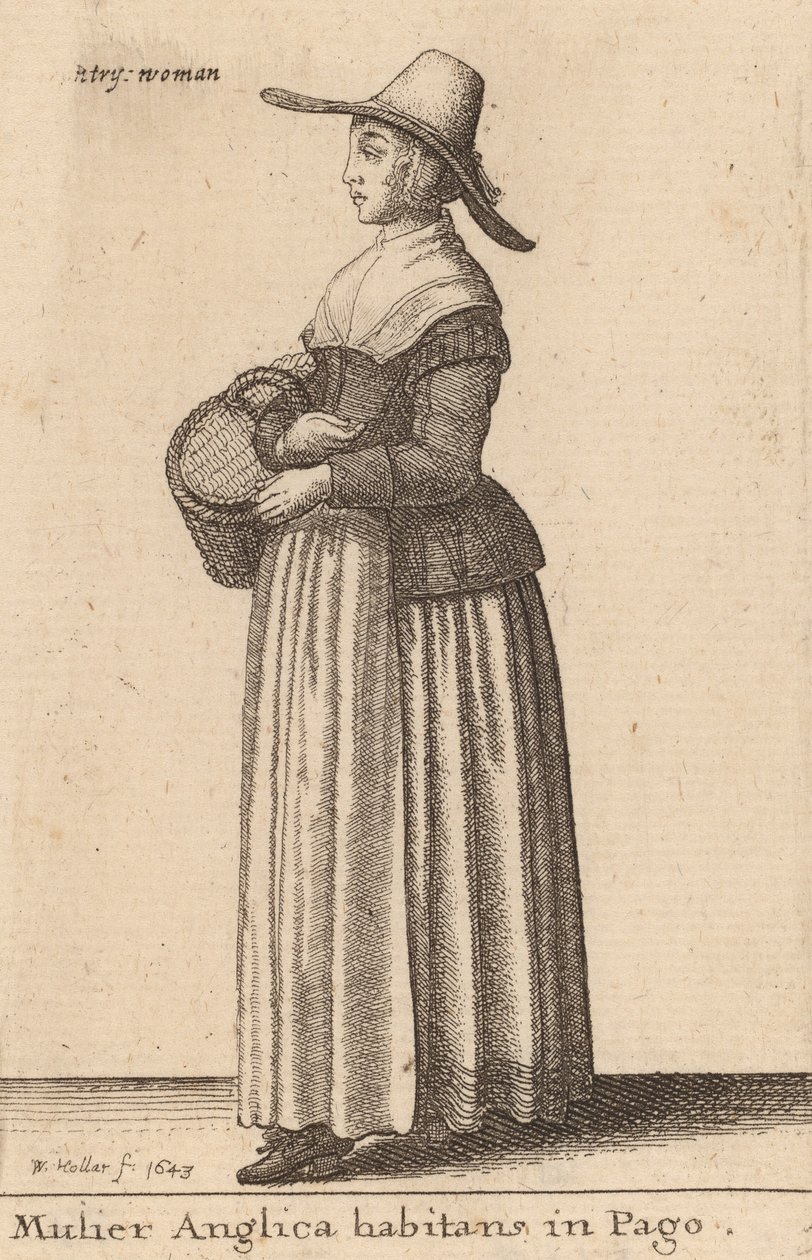 Köyde yaşayan bir İngiliz kadın, 1643 by Wenceslaus Hollar