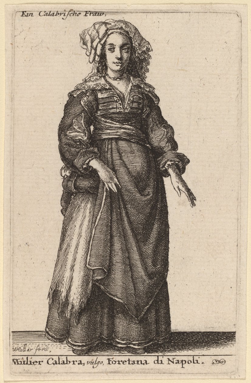 Mulier Calabra, Vulgo, Napoli Foretana by Wenceslaus Hollar