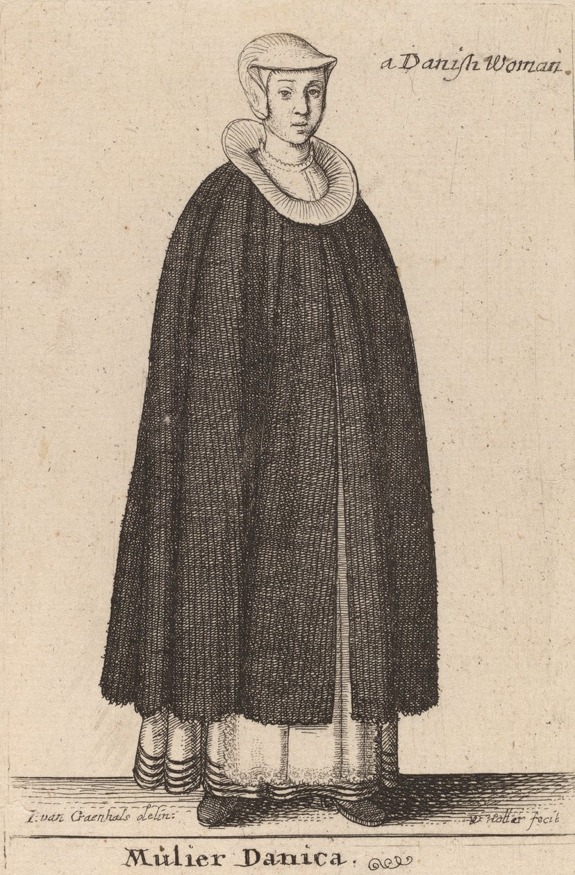 Danimarkalı kadın. by Wenceslaus Hollar