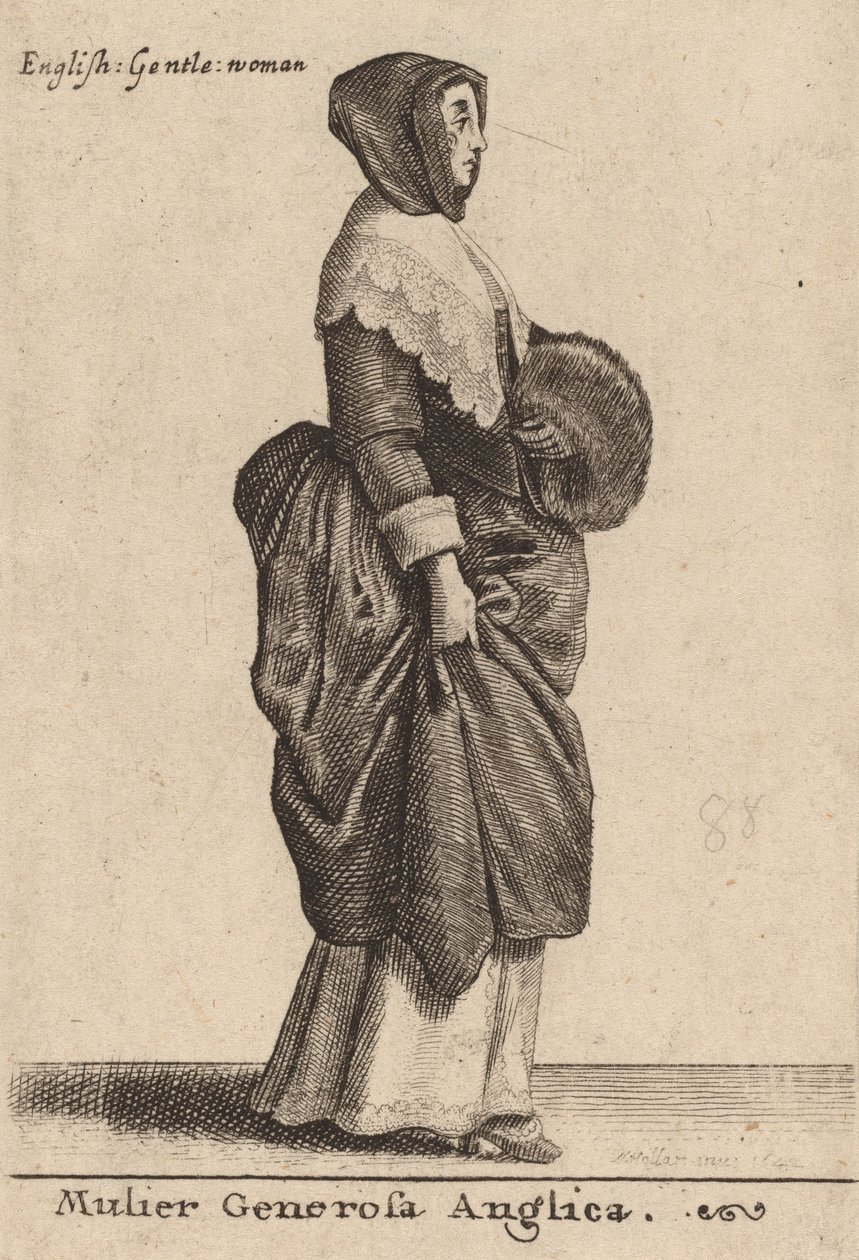 İngiliz Soylu Kadın, 1642 by Wenceslaus Hollar
