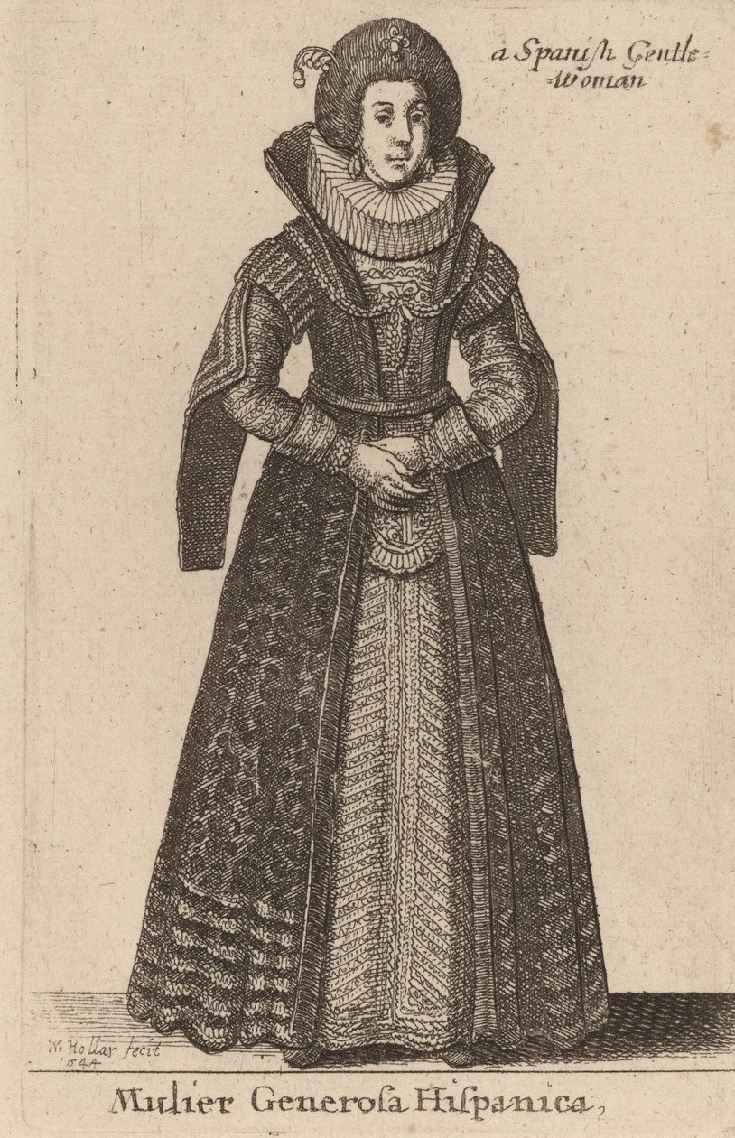 İspanyol Soylu Kadın, 1644 by Wenceslaus Hollar
