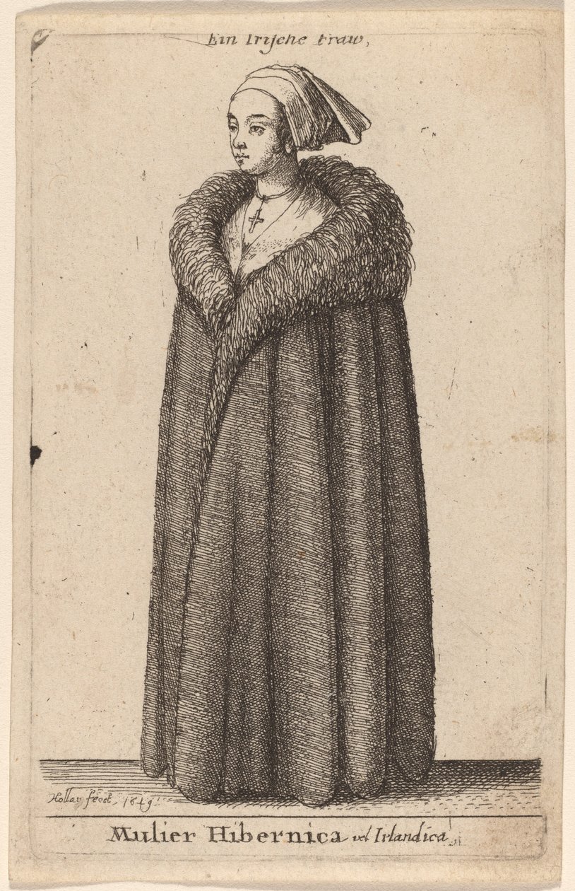 İrlandalı veya İrlandalı kadın by Wenceslaus Hollar