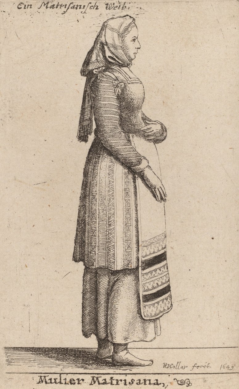 Matrisanalı kadın, 1649 by Wenceslaus Hollar