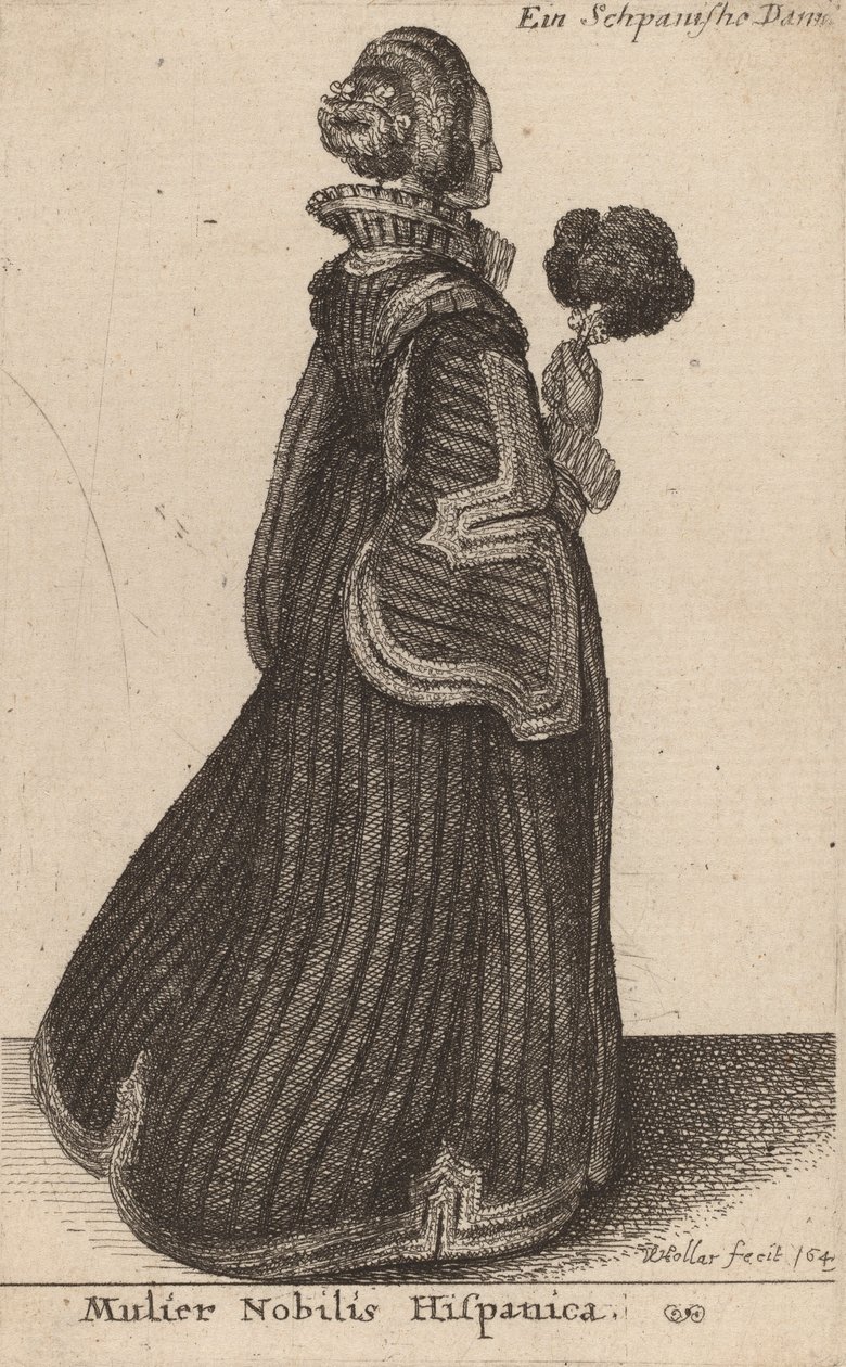 Ünlü bir İspanyol kadın, muhtemelen 1649 by Wenceslaus Hollar