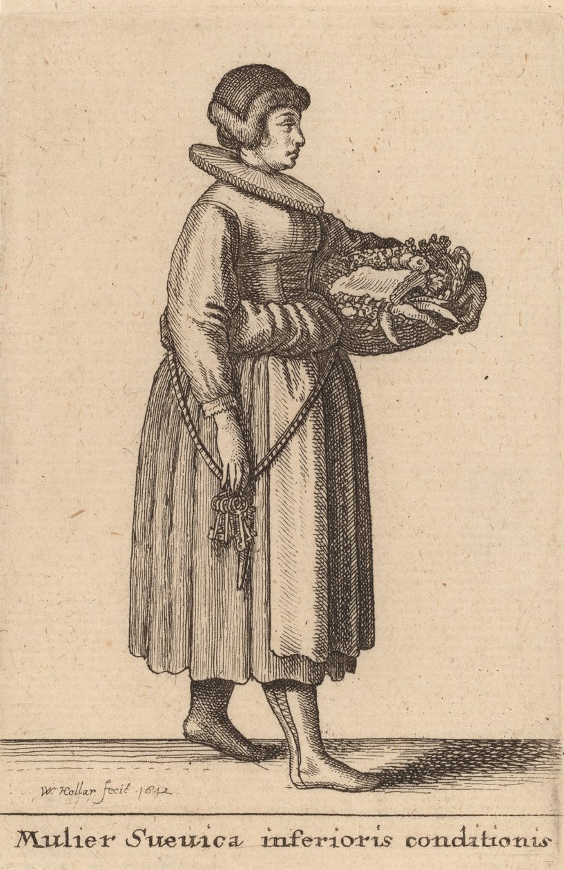Düşük kondisyonlu İsveçli kadın, 1642 by Wenceslaus Hollar