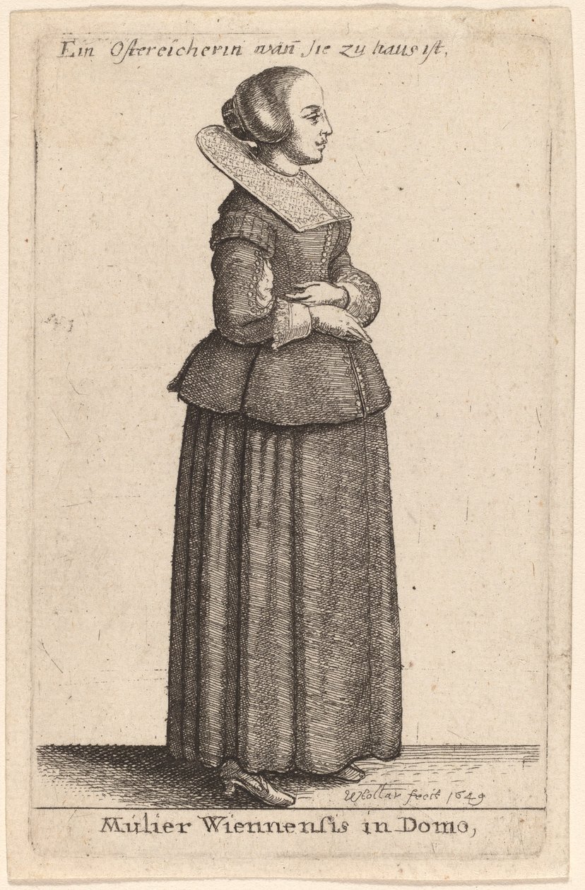 Evdeki Viyanalı kadın by Wenceslaus Hollar