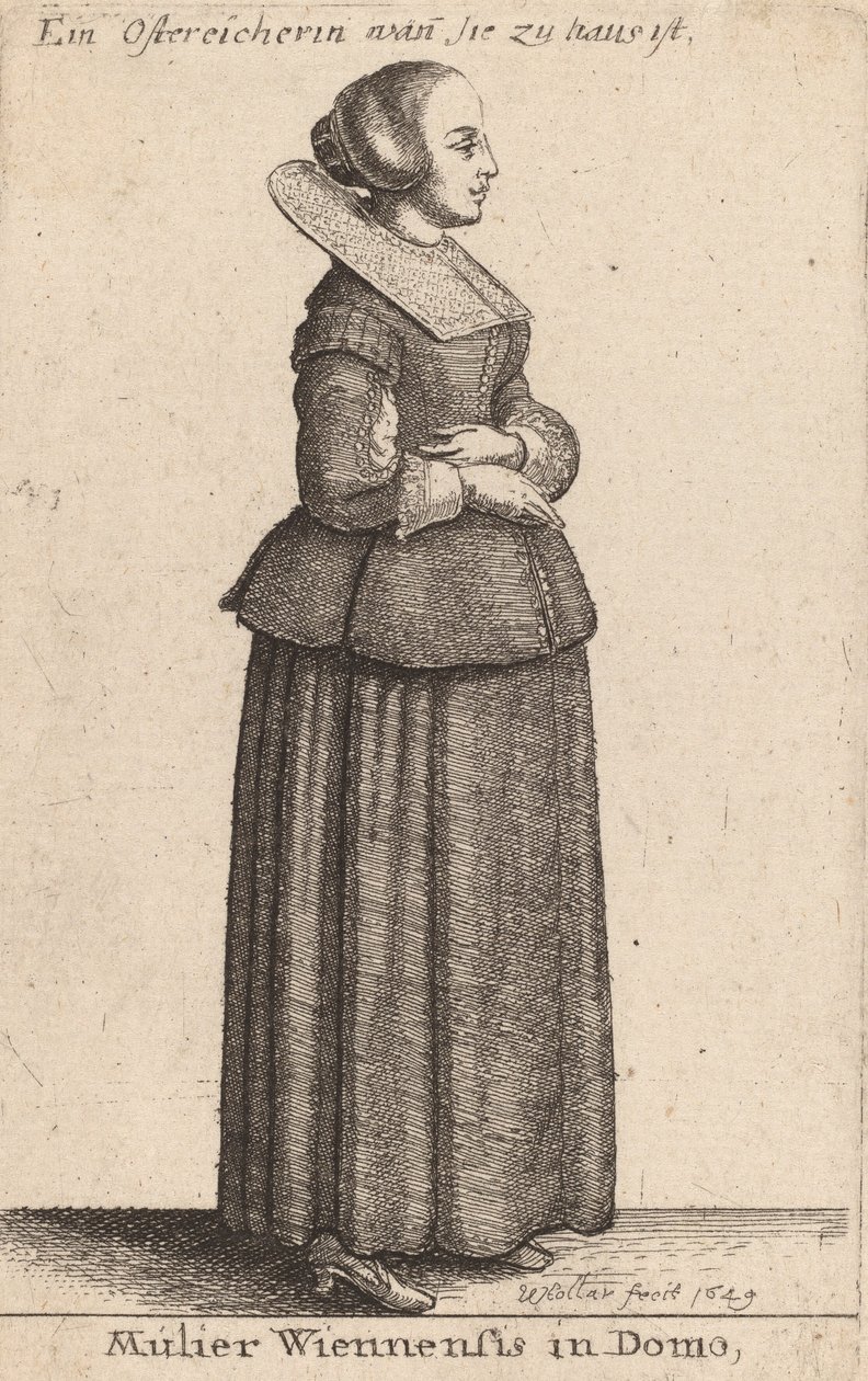 Evdeki Viyanalı kadın, 1649 by Wenceslaus Hollar