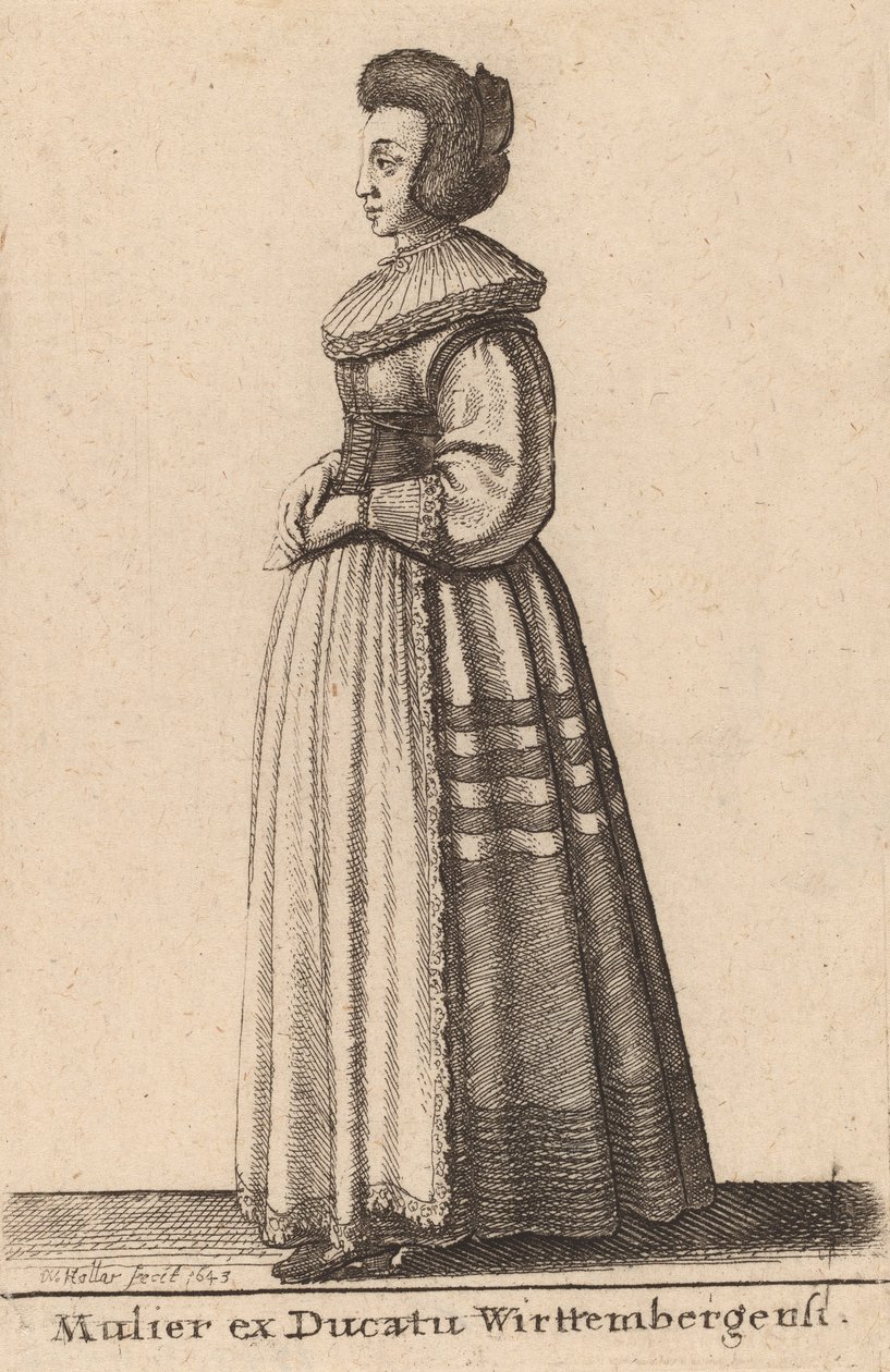 Wirttemberg Dükalığı Kadını, 1643 by Wenceslaus Hollar