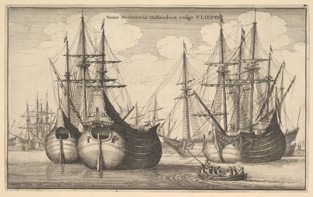 Hollandalı Yük Gemileri veya Flütler, 1647 by Wenceslaus Hollar