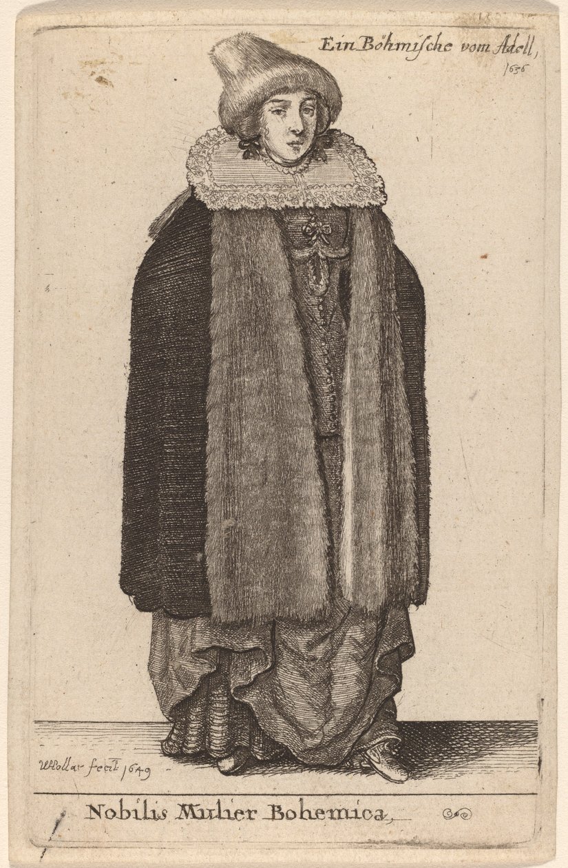 Ünlü Çek kadın by Wenceslaus Hollar