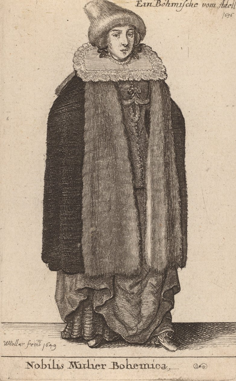 Ünlü bir Çek kadın, 1649 by Wenceslaus Hollar