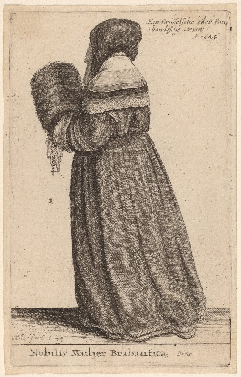 Ünlü Brabantica kadını by Wenceslaus Hollar