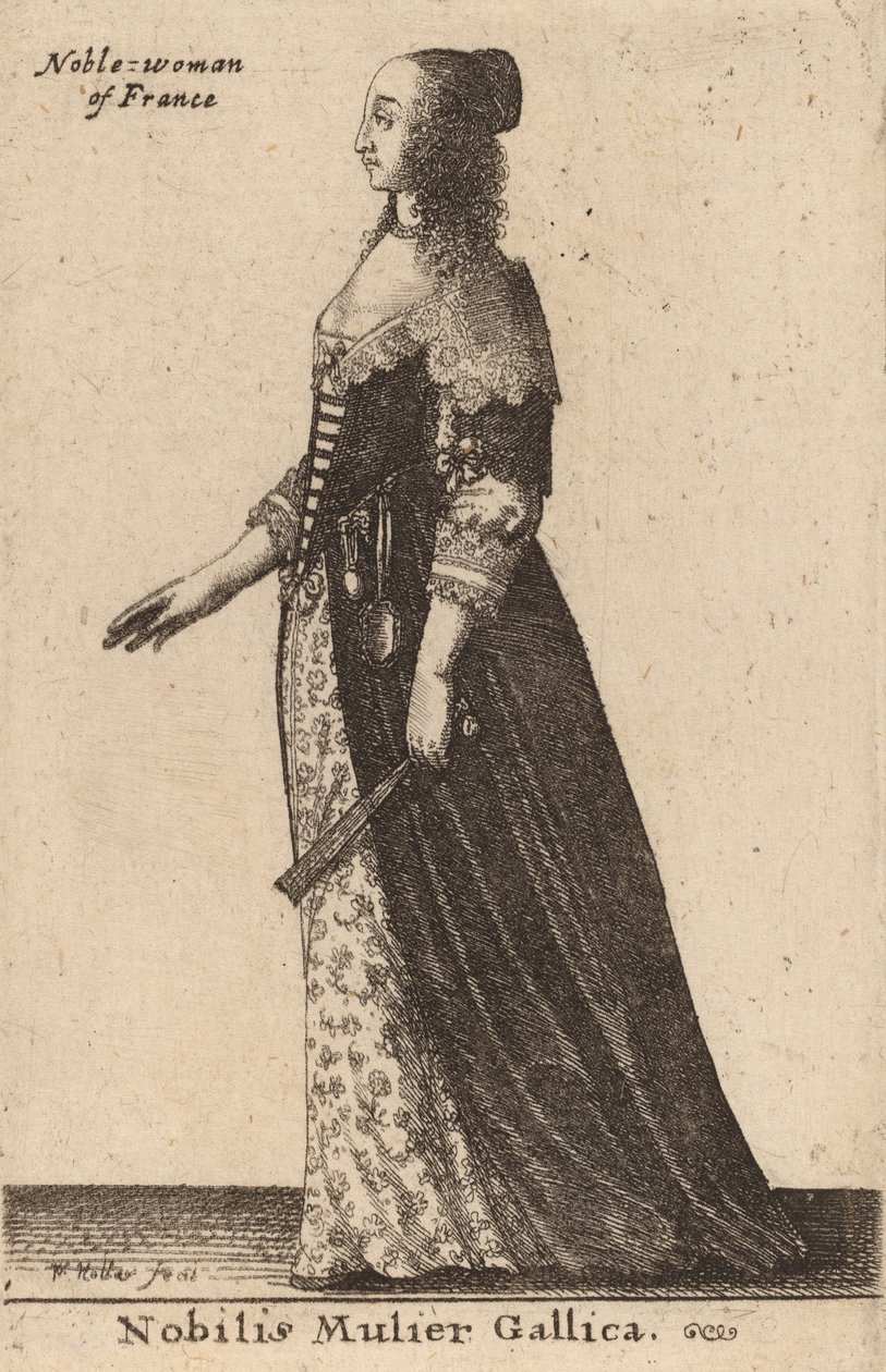 Ünlü bir Fransız kadın. by Wenceslaus Hollar