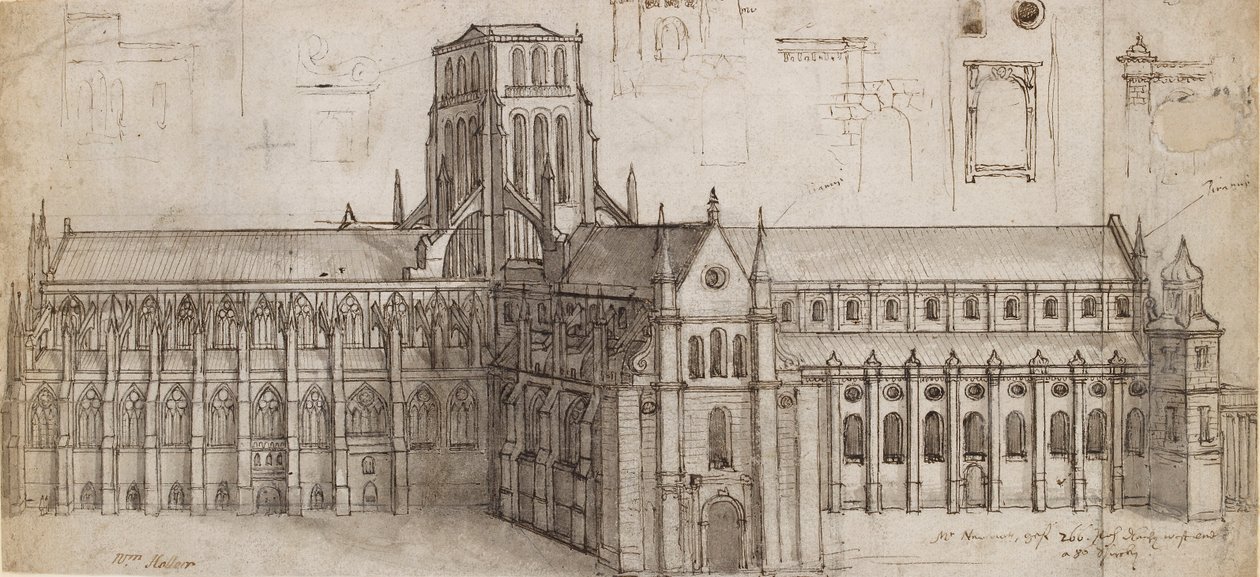 17. yüzyılın ortalarında kuzey-doğudan Eski St Paul Katedrali by Wenceslaus Hollar