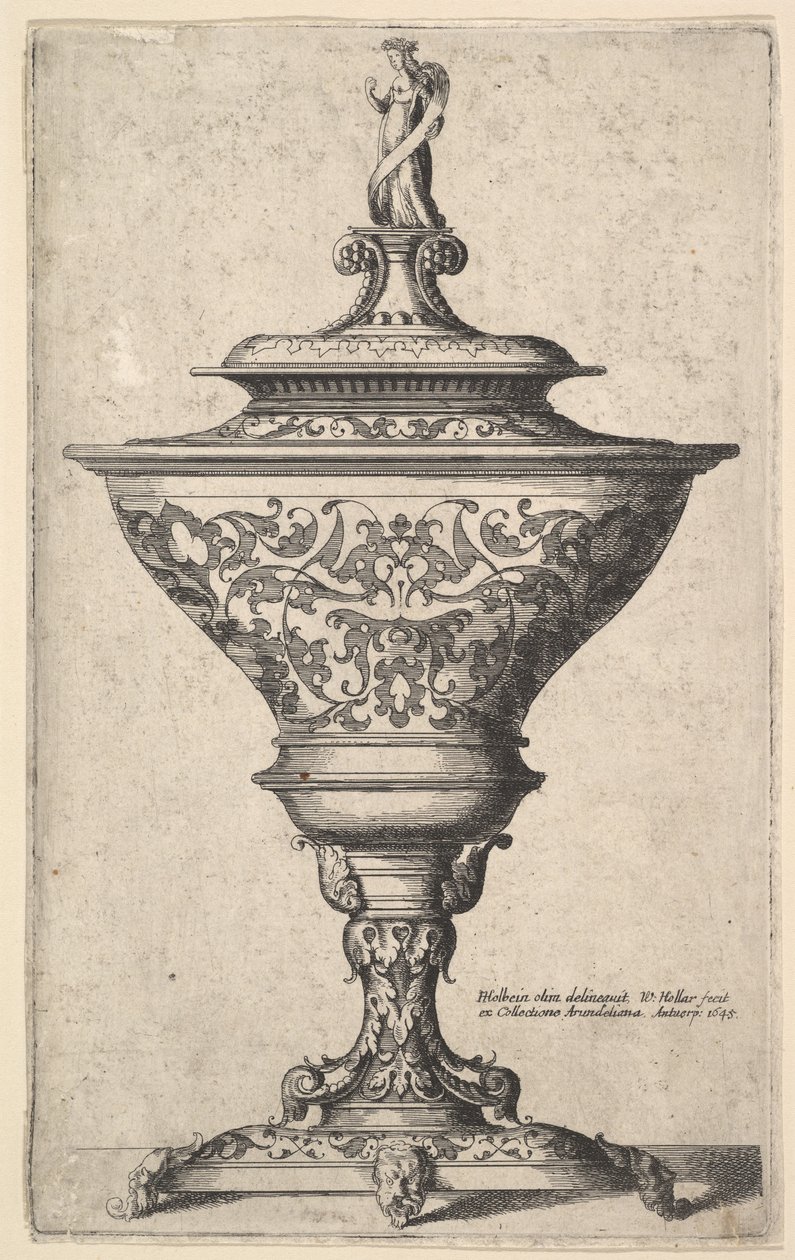 Maskelerin ayaklarında süslü kadeh, 1645. by Wenceslaus Hollar
