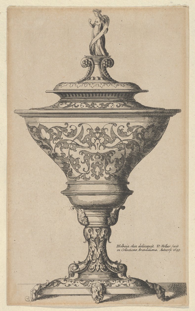 Maskelerin ayaklarında süslü kadeh, 1645., 1645. by Wenceslaus Hollar