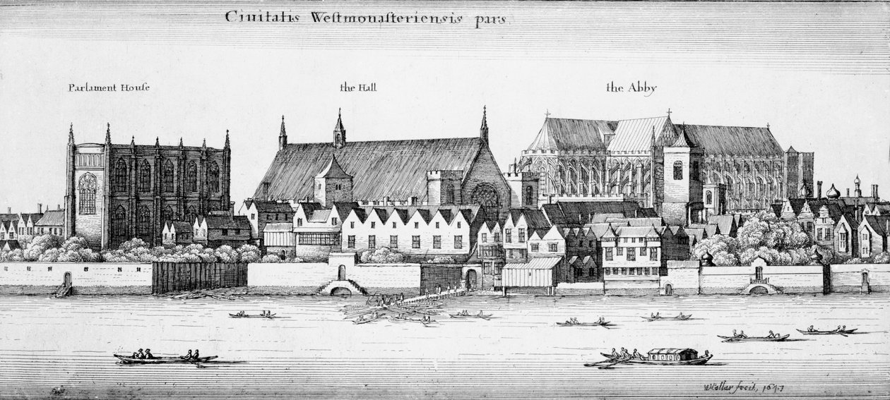 Westminster şehrinin bir parçası, 1647 by Wenceslaus Hollar