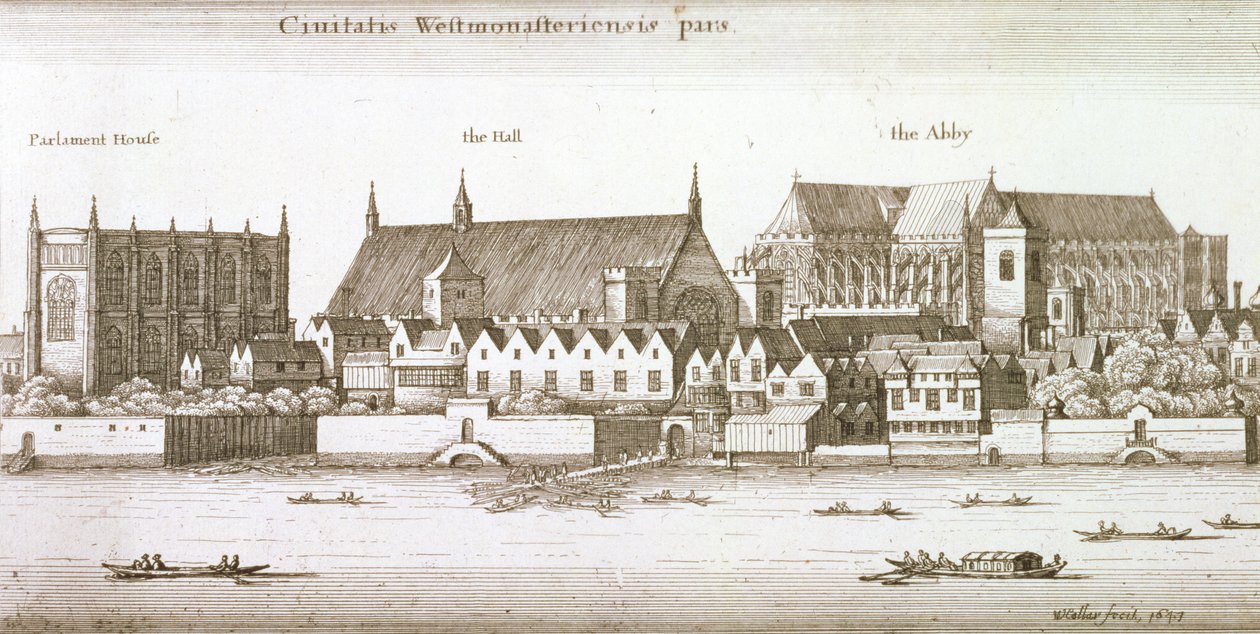 Westminster şehrinin bir parçası, 1647 by Wenceslaus Hollar