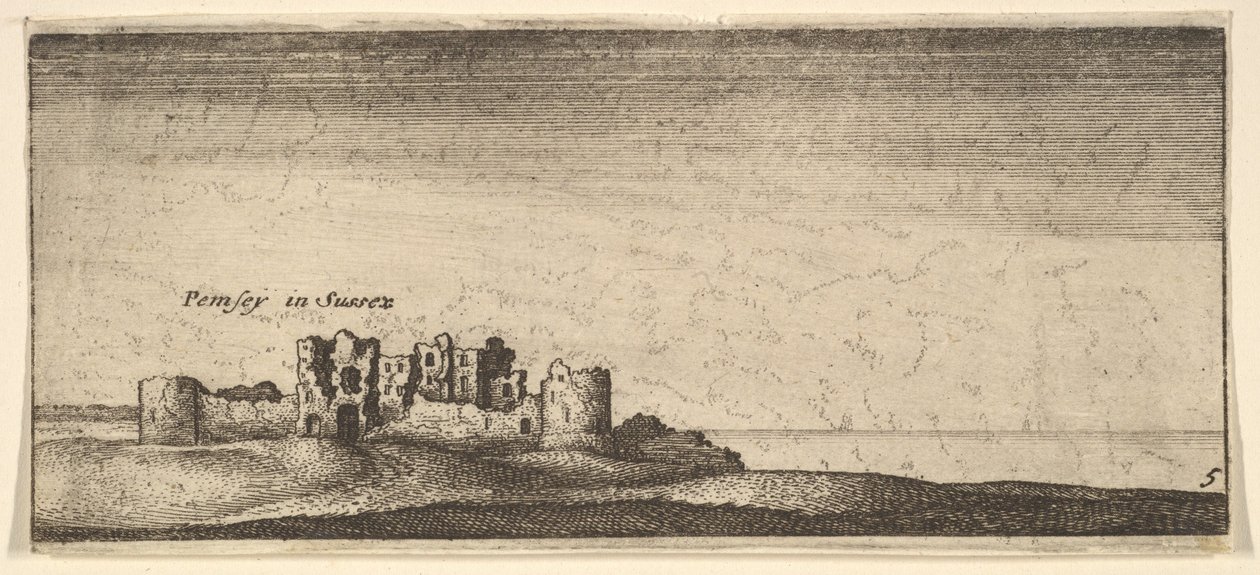 Pevensey Kalesi, 1652-77. by Wenceslaus Hollar
