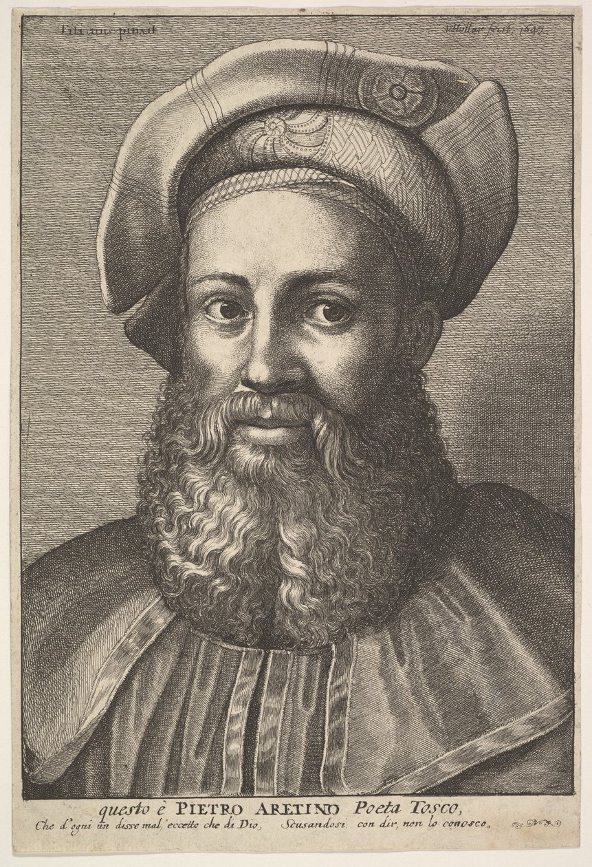 Pietro Aretino, 1640. by Wenceslaus Hollar