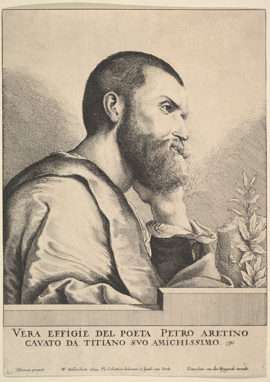 Pietro Aretino, 1649. by Wenceslaus Hollar