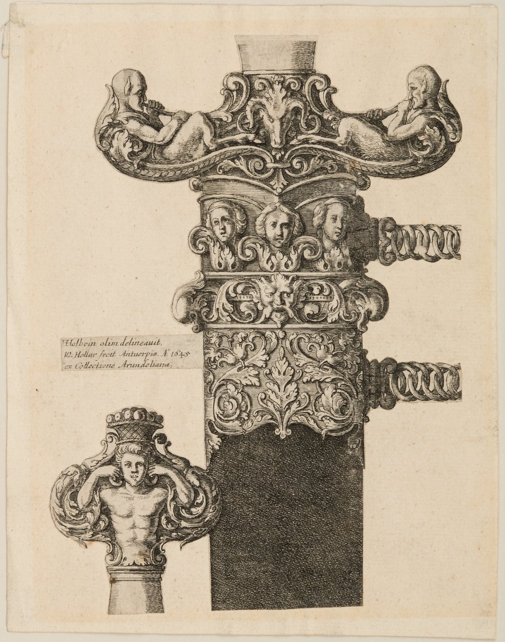 Pommel, Quillons ve Madalyon için Tasarımların Baskısı, 1645. by Wenceslaus Hollar