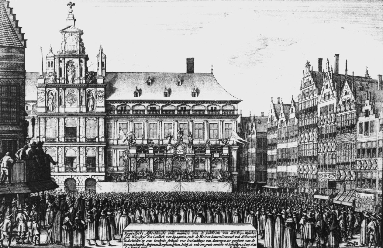 Proclamation of the peace of Westphalia in 1648, engraved by F. Wyngaerde   by Wenceslaus Hollar