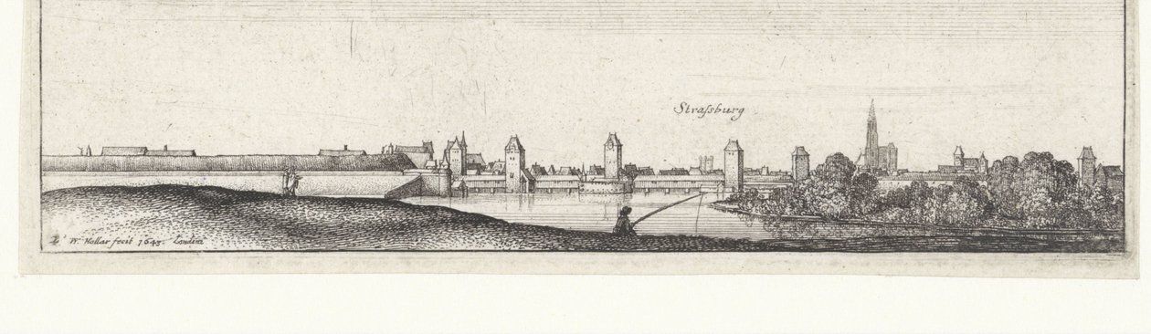 Strazburg manzaralı nehir manzarası Almanya ve Alçak Ülkelerde Nehir Manzaraları (dizi başlığı) by Wenceslaus Hollar