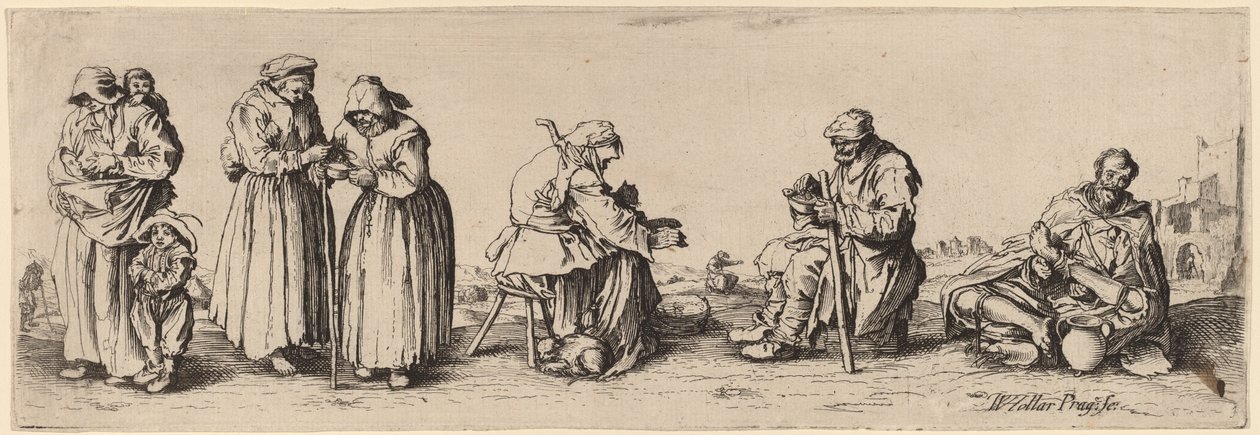 Altı Erkek ve Kadın Dilenci. by Wenceslaus Hollar