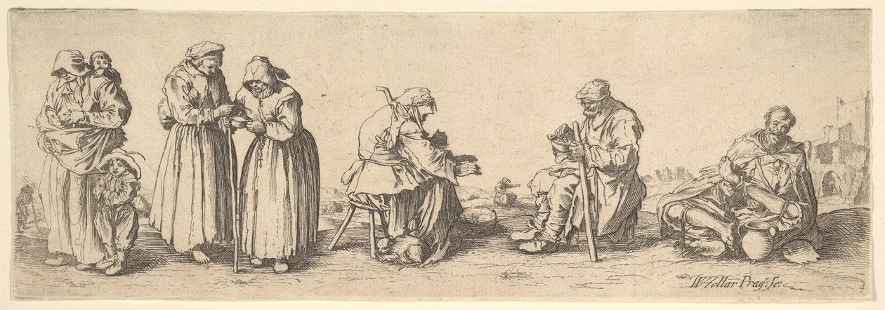 Altı Erkek ve Kadın Dilenci, 1630. by Wenceslaus Hollar