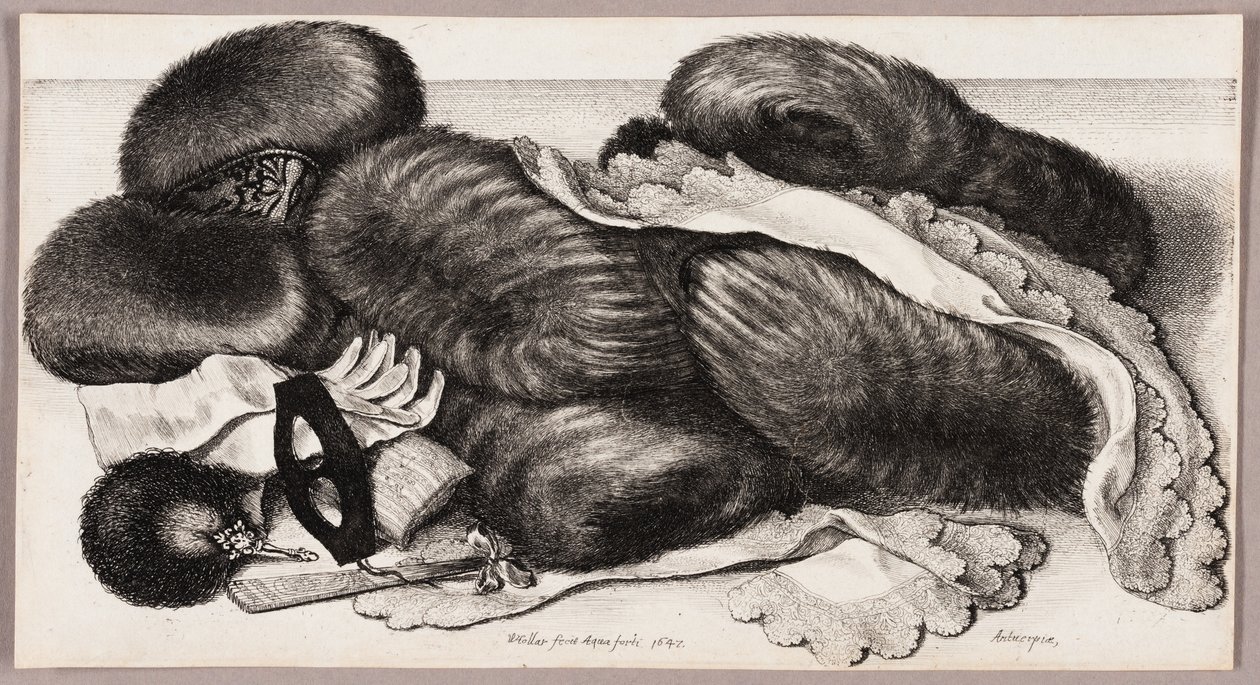 Bir Grup Manşon, Bir Çift Eldiven ve İki Fular ile Natürmort by Wenceslaus Hollar