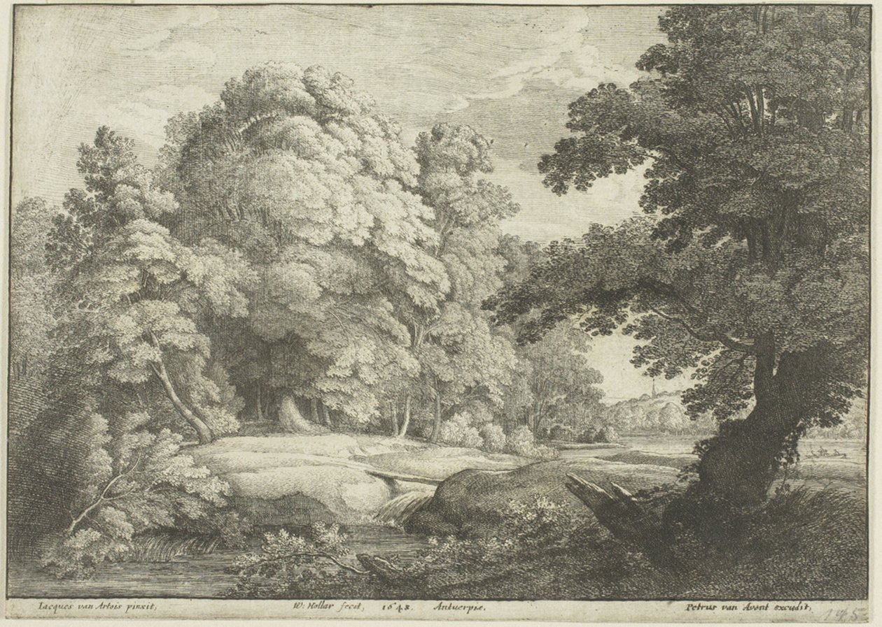 Şelalenin Üzerindeki Köprü by Wenceslaus Hollar