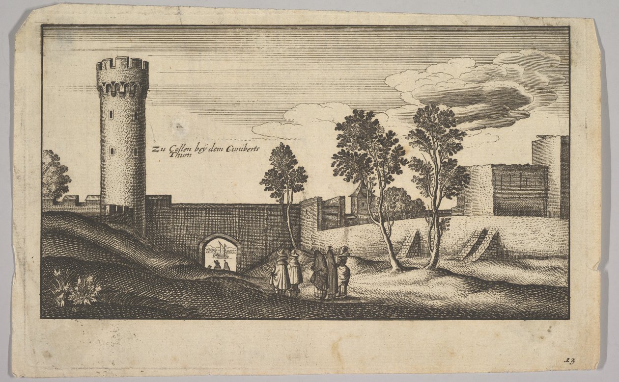 Köln yakınlarındaki Kunibert Kulesi kopyası, 1625-77. by Wenceslaus Hollar