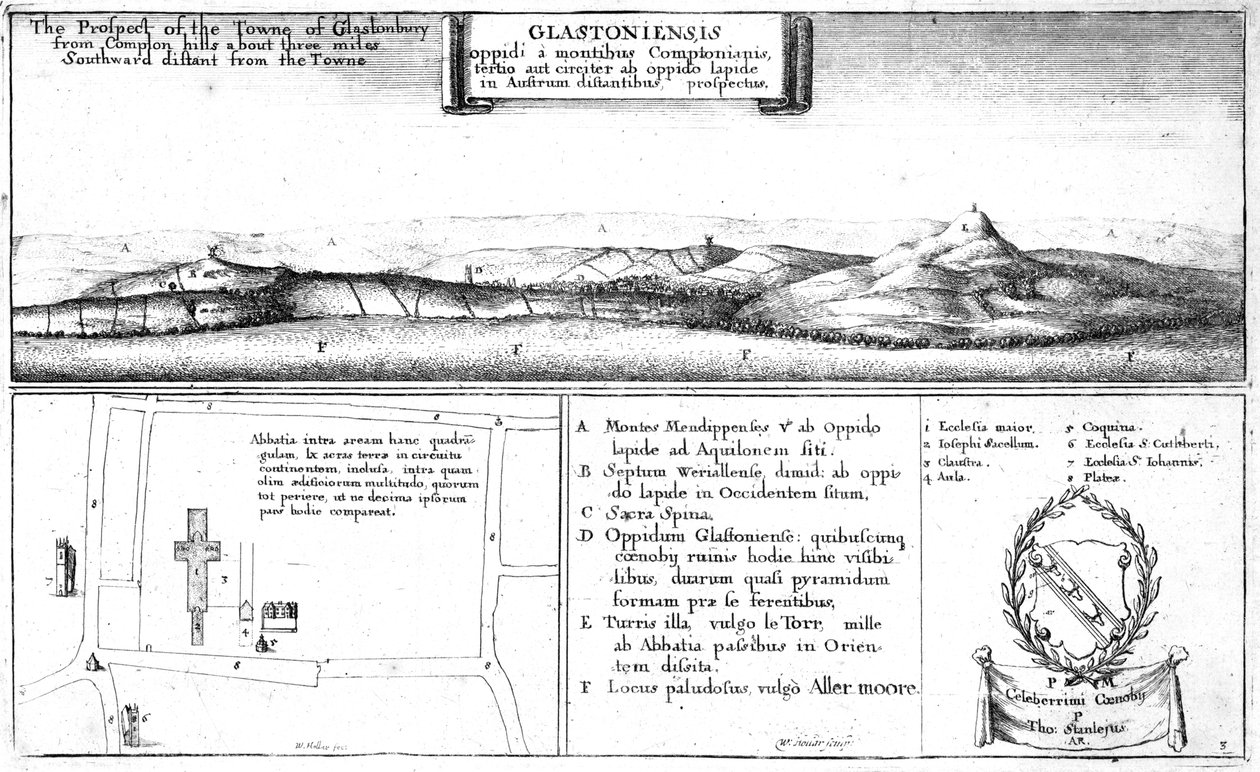 Glastonbury Towne Prospect, 17. yüzyılın sonlarında by Wenceslaus Hollar