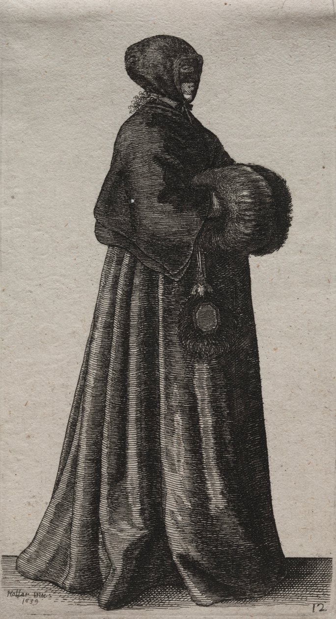 Asaletten Taşra Kadınına İngiliz Kadınlarının Çeşitli Alışkanlıkları..., 1639. by Wenceslaus Hollar