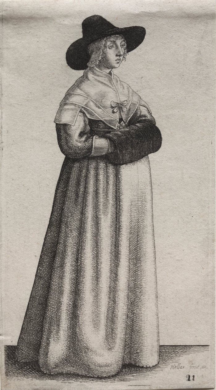Asaletten Taşra Kadınına İngiliz Kadınlarının Çeşitli Alışkanlıkları..., 1640. by Wenceslaus Hollar