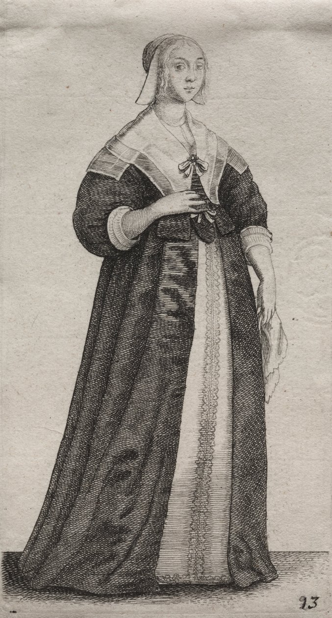 Asaletten Taşra Kadınına Kadar İngiliz Kadınlarının Bu Dönemde Olduğu Çeşitli Alışkanlıkları: Mendilli Kadın by Wenceslaus Hollar