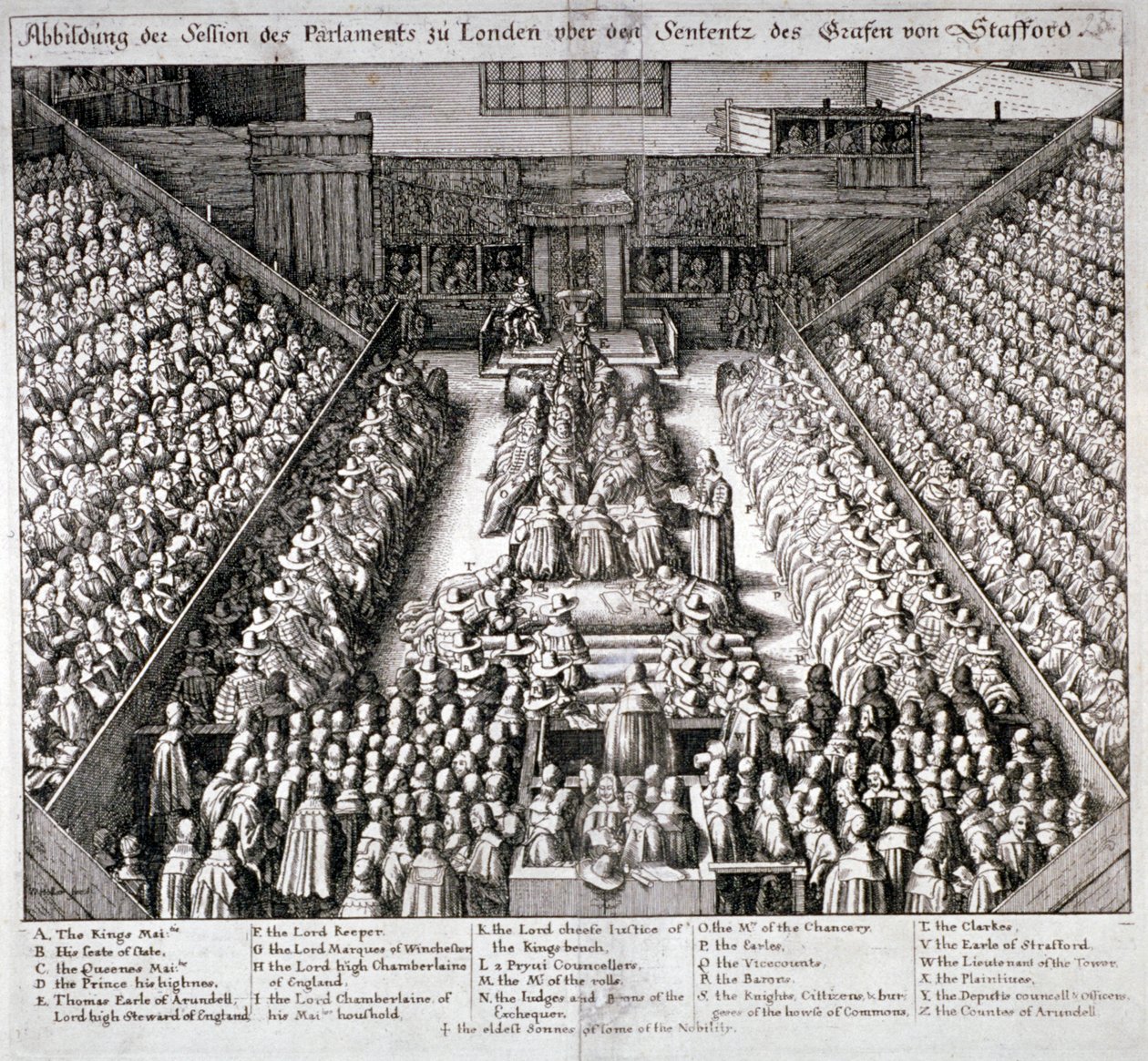 Thomas Wentworth, Earl of Strafford, Westminster Hall, Londra, 1641. by Wenceslaus Hollar