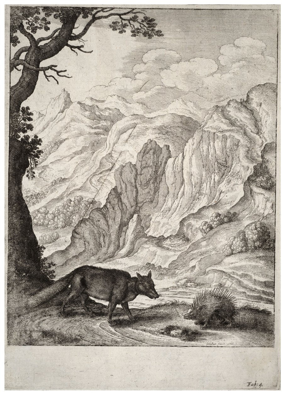 Tilki ve kirpi. durum 2 by Wenceslaus Hollar