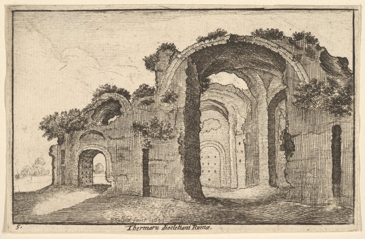 Thermaru diocletiani Diocletianus Hamamları, 1651. by Wenceslaus Hollar